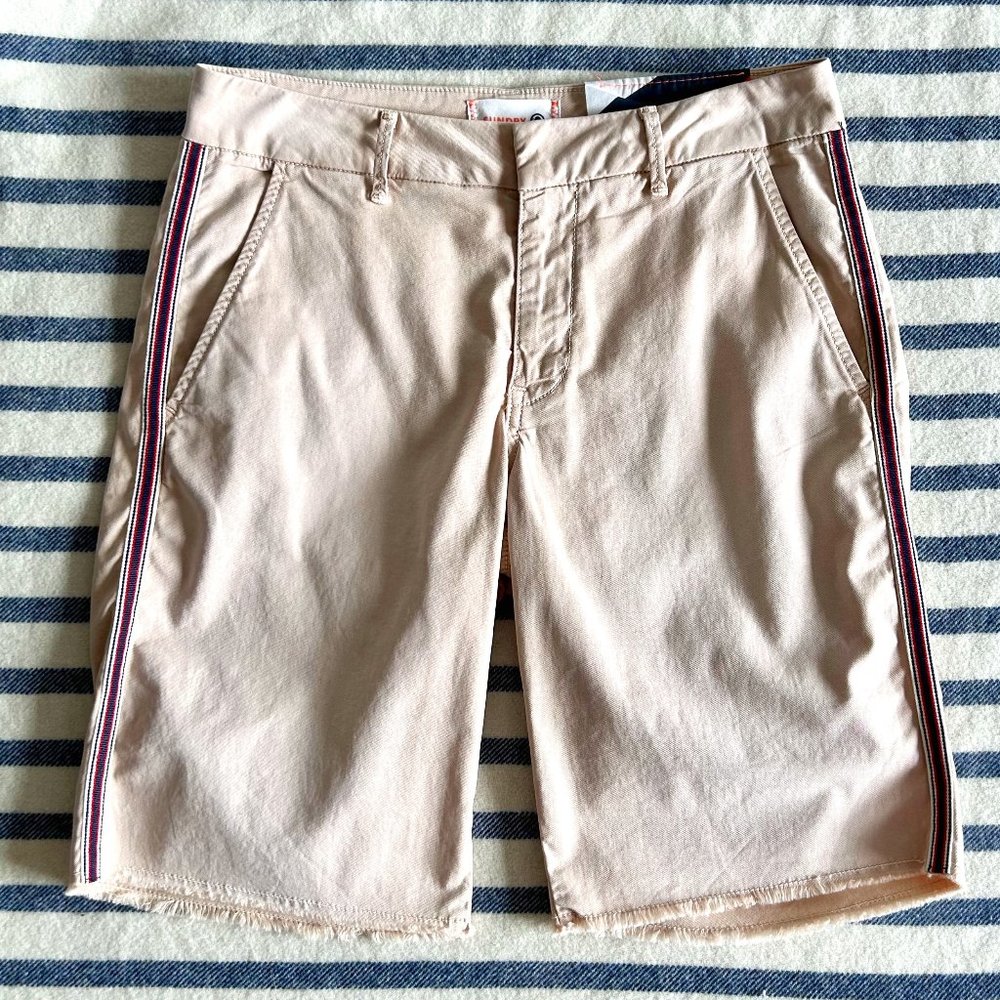 SUNDRY NWT Khaki Chino Bermuda Shorts with Side Stripes Size 26